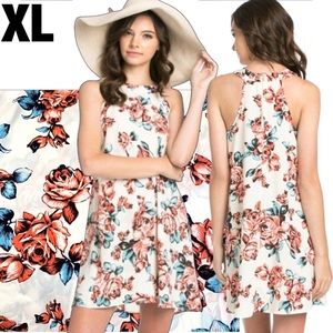 Relaxed Fit Off White Sheath High Neck Halter Dress Tunic XL X-LARGE 16 18